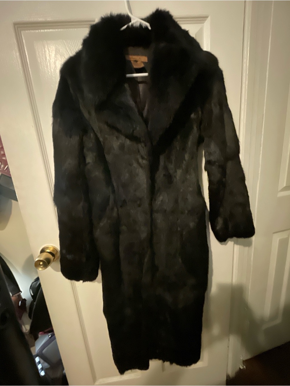 Vintage Arden B. Black 100% Real Rabbit Fur Full Length Coat - Size S (AS IS)